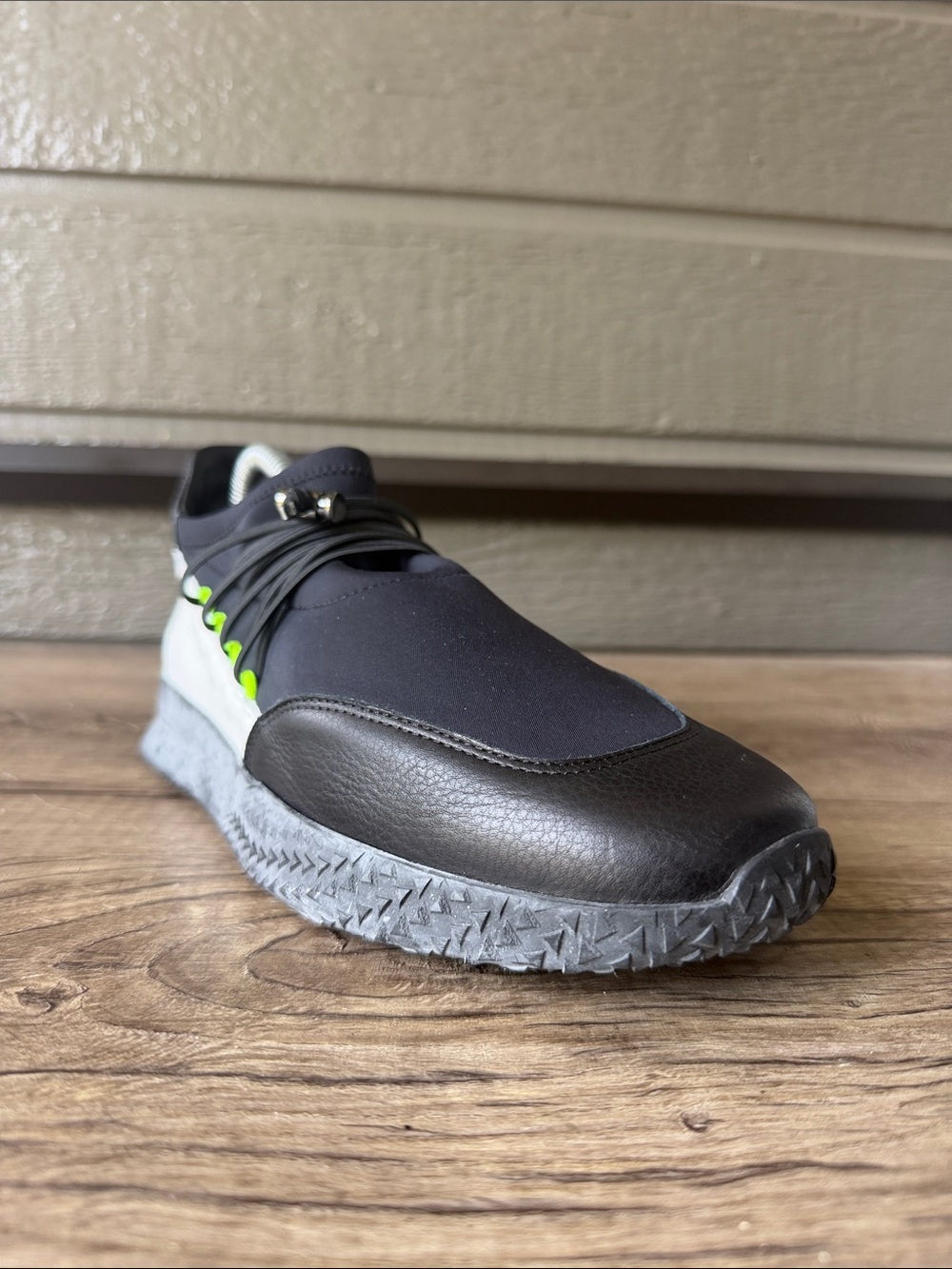Arche Women's Black and Gray Sneakers with Neon Green Accents size 38/ US 7.5